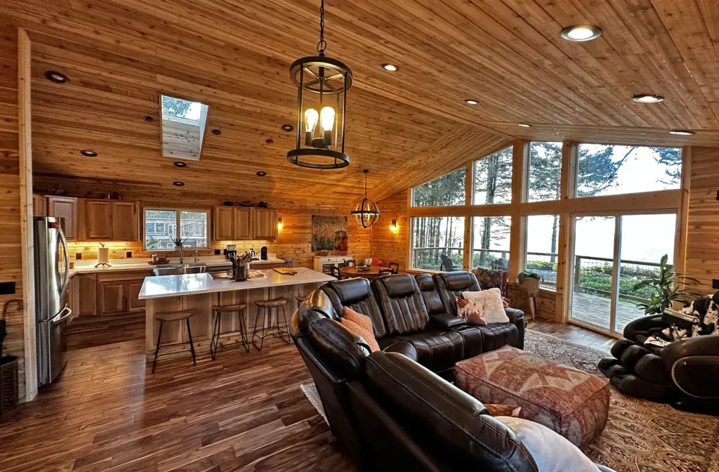 Biking the Olympic Discovery Trail 8 The Lodge in Port Angeles WA, near the Olympic Discovery Trail with an Open Concept Living Room and Kitchen