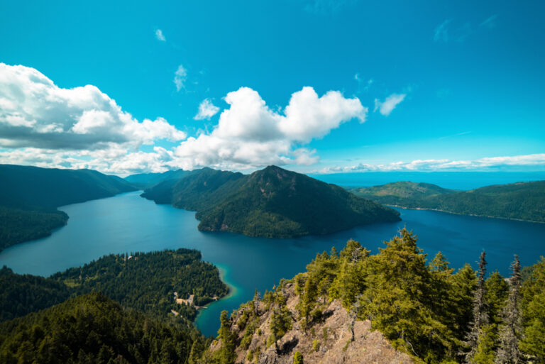 View from the top of Mount Storm King over Lake Crescent in the Olympic National Park