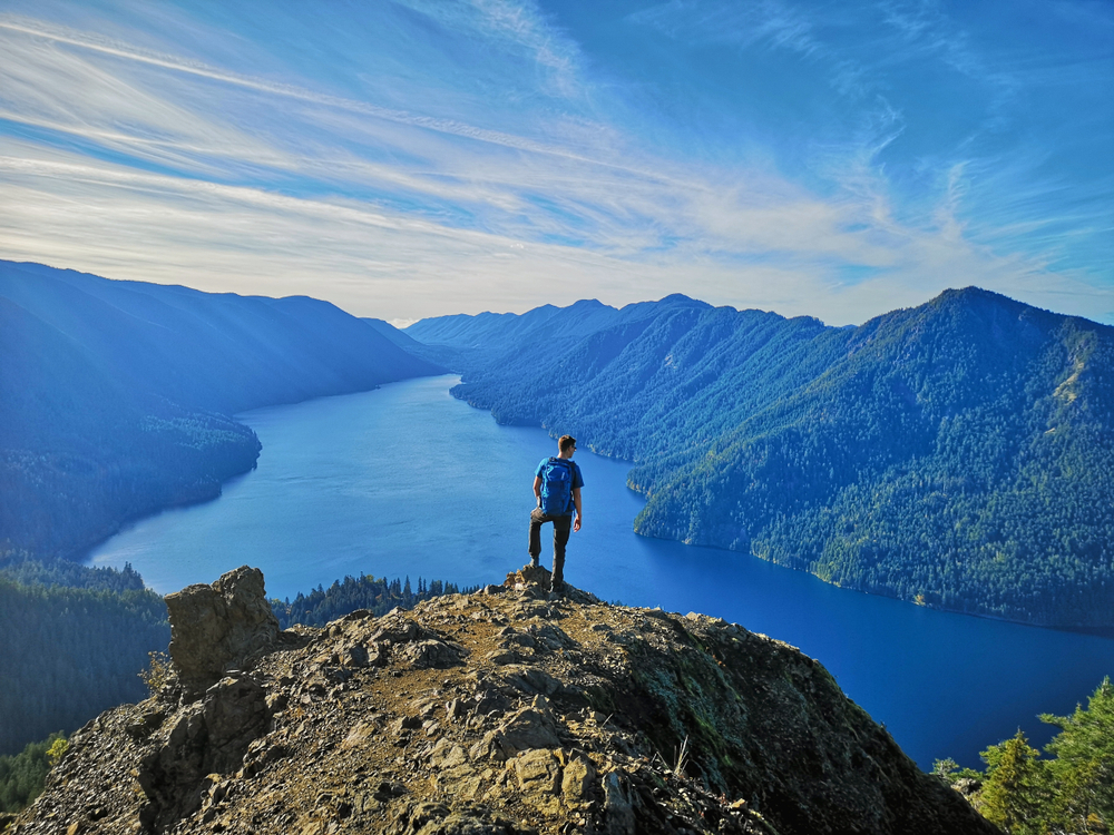 View from the top of Mount Storm King over Lake Crescent in the Olympic National Park