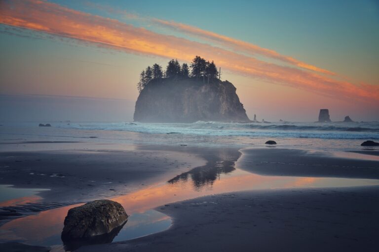 Sunset at second beach, one of the best Olympic National Park beaches to visit in Winter
